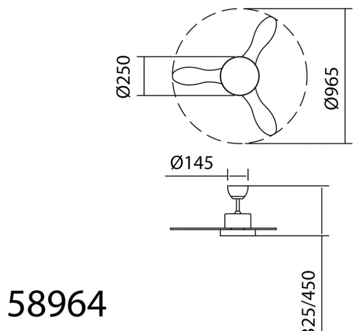 Ventilateur lumineux, Riga XS, été/hiver, laiton antique, marron, LED, dim, 3000 / 4000 / 6000K, 2200 lm, Ø96,5cm, H45cm - MDC