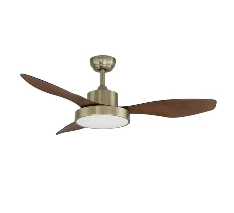 Ventilateur lumineux, Riga, été/hiver, laiton antique, marron, LED, dim, 3000 / 4000 / 6000K, 3800 lm, Ø120cm, H47,5cm - MDC