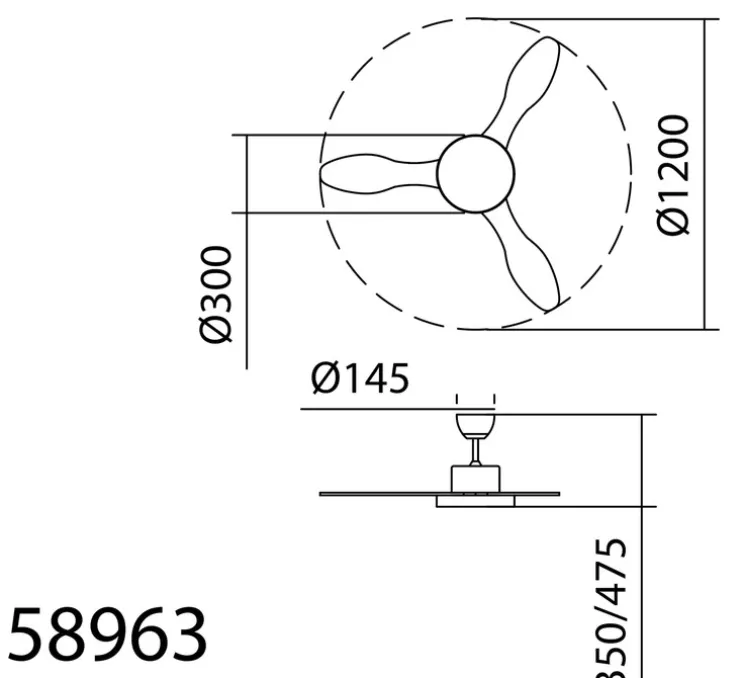 Ventilateur lumineux, Riga, été/hiver, laiton antique, marron, LED, dim, 3000 / 4000 / 6000K, 3800 lm, Ø120cm, H47,5cm - MDC