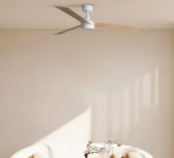 Ventilateur lumineux, Rudder, blanc, frêne, LED, dim, 2700 - 4350 - 6000K, 1300 lm, Ø132cm, H34cm - Faro