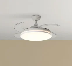 Ventilateur lumineux, Turin, été/hiver, blanc mat, LED, dim, 3000 / 4000 / 6000K, 3800 lm, Ø107cm, H48cm - MDC