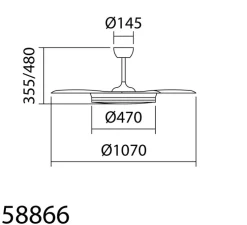 Ventilateur lumineux, Turin, été/hiver, blanc mat, LED, dim, 3000 / 4000 / 6000K, 3800 lm, Ø107cm, H48cm - MDC